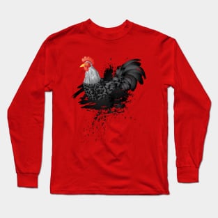 Grunge Black Rooster Long Sleeve T-Shirt